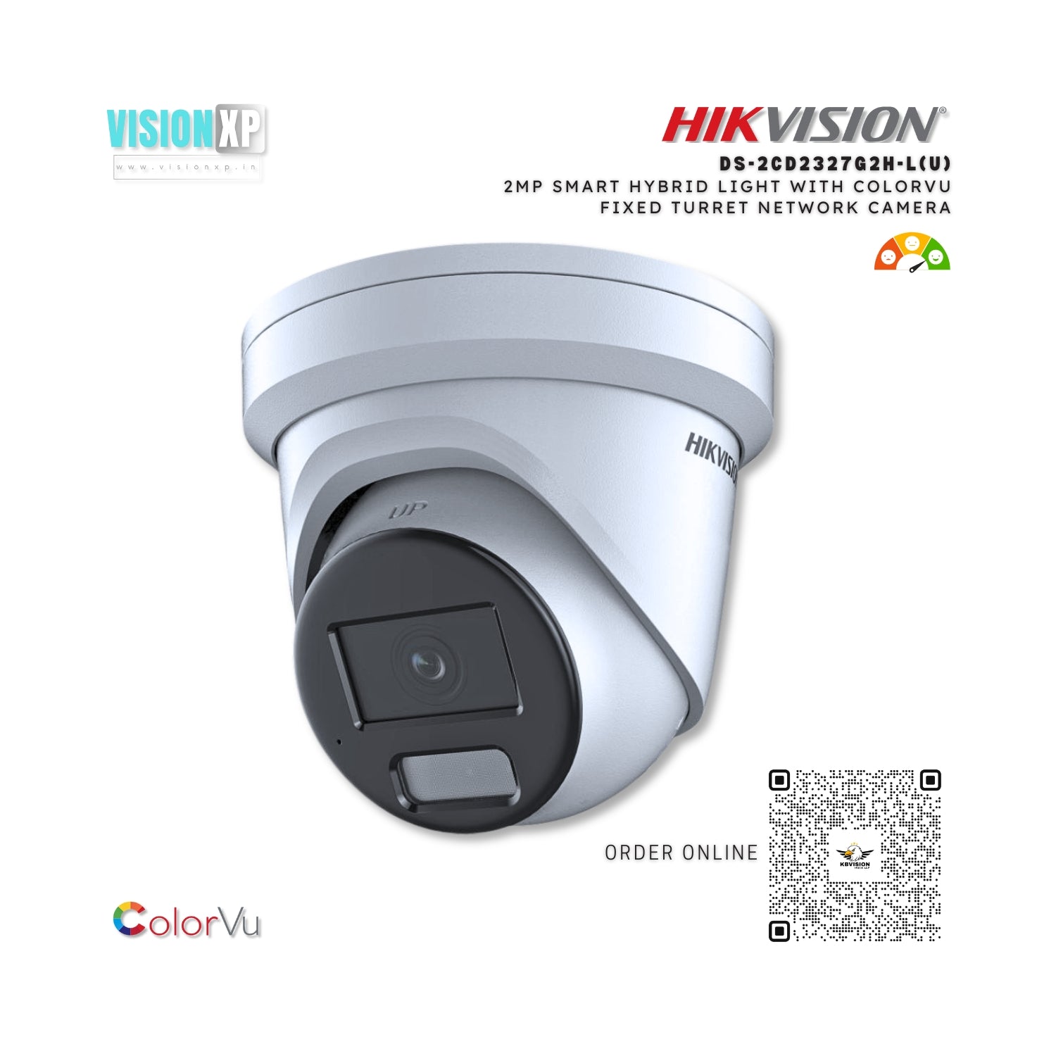 Hikvision DS-2CD2327G2-L(U) 2 MP ColorVu Turret Network Dome Camera Hikvision DS-2CD2327G2-L(U) 2 MP ColorVu Turret Network Dome Camera